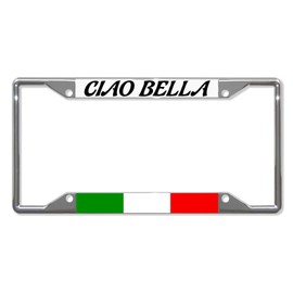 Fastasticdeals Ciao Bella Italy Flag License Plate Frame Tag Holder Cover