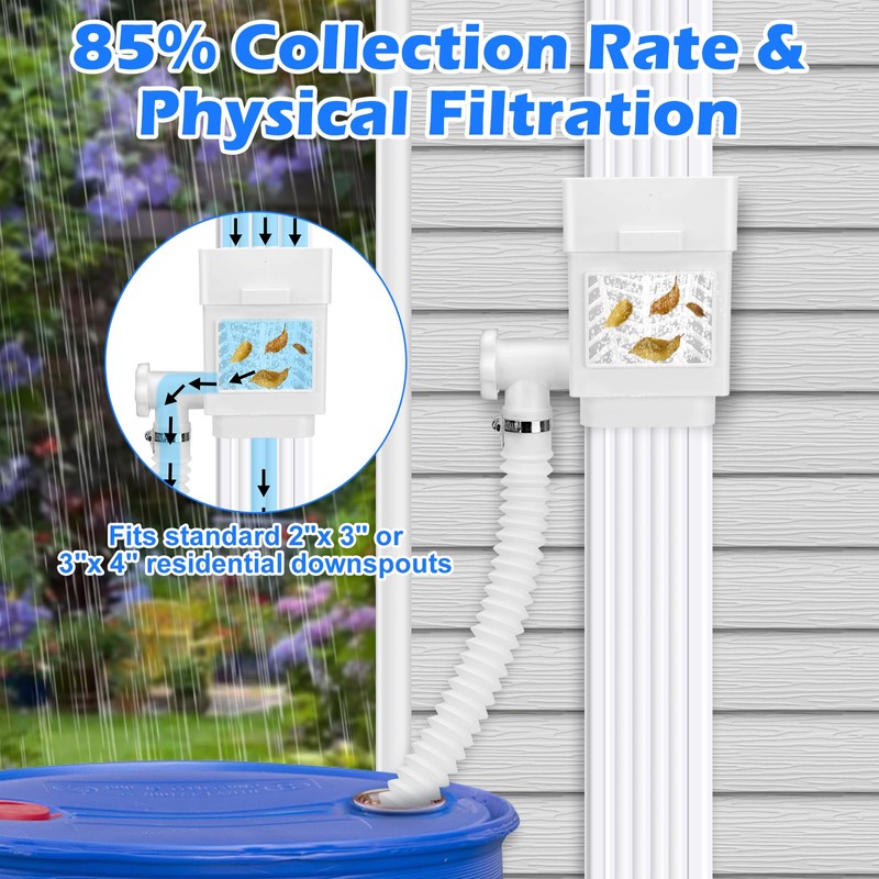 WADEO Rainwater Collection System, Downspout Diverter Fits for 2"x 3"
