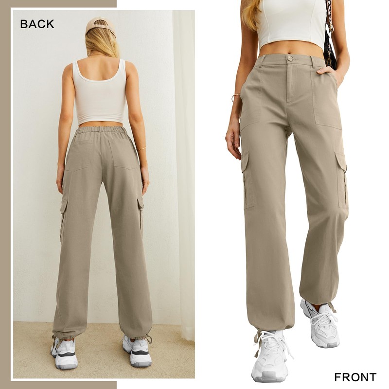 Women High Waisted Cargo Pants Wide Leg Casual Pants 6