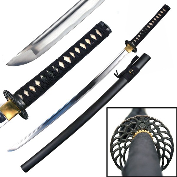 Unsharpened Carbon Steel Iaito , Iaido, Practice Katana Sword (Crane Tsuba)