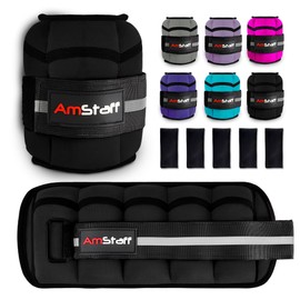 AmStaff Fitness Adjustable Ankle Weights 1 Pair 2 4 6 8 10 Lbs Leg Weight Straps for Strength Training, Walking, Jogging, Running, and Fitness Workouts – 1-5 lbs Each Ankle, 10 lbs Pair Set (Black)