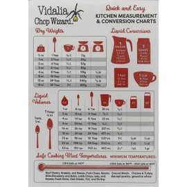 Vidalia Chop wizard Quick and Easy Kitchen Measurement & Conversion Chart - Durable Magnet