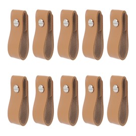 AddGrace 10 Pieces Leather Drawer Pulls, PU Leather Handles for Screwed Storage Cabinets, Decorative Drawer Handles for Storage Cabinets, Soft Leather Handles for Dressing Tables