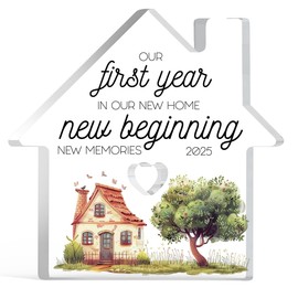 Housewarming Gifts New Home New House Gift Ideas New Homeowner Gifts New Beginnings Gifts New Memories for Women Men Couple Friend Clear Acrylic Sign for First Apartment New House Bedroom