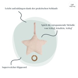 Baby's Only - Star-shaped Music Box for Baby Room - Twinkle, Twinkle Little Star - 22 x 21 cm - For Girls - Peach