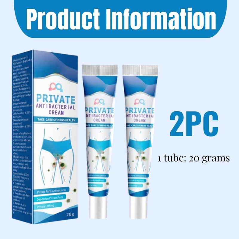 Private Antibacterial Cream, 2 Pieces, 20 g, Men's Intimate Area,