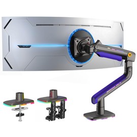 NB ERGONOMIC RGB Gaming Monitor-Arm for Flat/Ultrawide/Curved Monitors 32 to 60 inch, Heavy Duty Stand Load up to 20 kg, VESA 75/100 mm Monitor-Mount G60-New