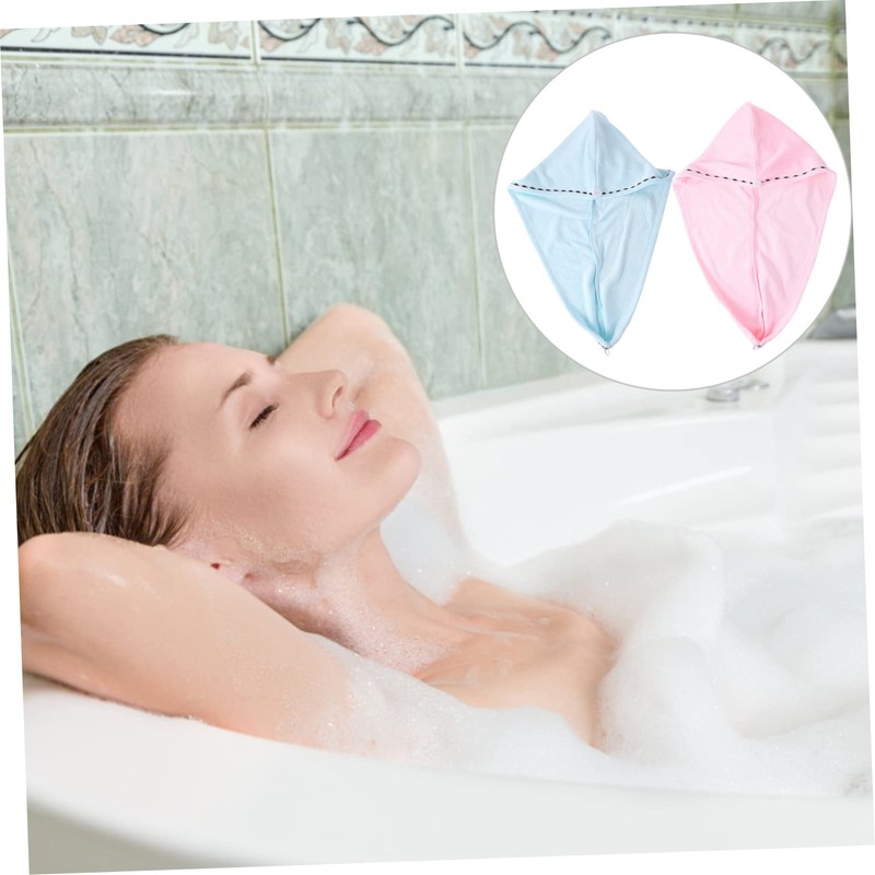 BIUDECO 2pcs Microfiber Hair Dry Caps -Dry Towel Wraps for