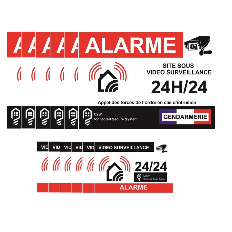Set of 12 Deterrent, Alarm Stickers, Video Surveillance, Home Protection,