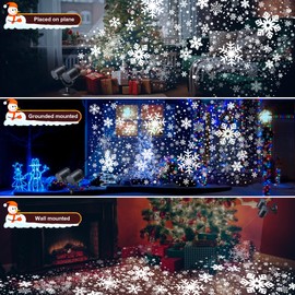 Snowflake Christmas Projector Lights, Christmas Decorations Lighting Projector, with Timer Dynamic Led Snow Lamp Projector, for Holiday New Year Party Garden Patio Yard Outdoor Indoor Xmas Decor