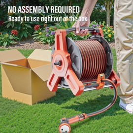 Retractable Garden Hose Reel 1/2 '' x 100 ft, Wall/Floor Mounted Water Hose Holder with 2-IN-1 Multi-Function Hose Nozzle, Protable Garden Hose Reel Outdoor Tools for Car Washing, Watering