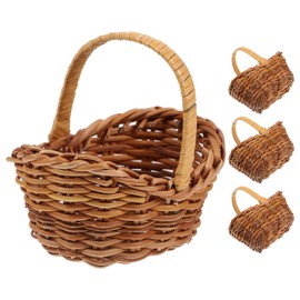 DECHOUS 4Pcs Mini Baskets with Handles Woven: 3 Inch Miniature Flower Baskets for Party Favors Crafts - Mini Dollhouse Crafts Ornament Wedding Farmhouse Decor