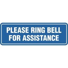 Signs ByLITA Standard Please Ring Bell For Assistance Sign (Blue) - Small 1 Pack