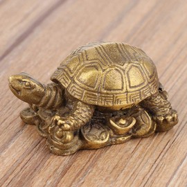 Happy Chinese Turtle Shape Brass Turtle Decoration Brass Sculpture Feng Shui Ornament for Home Office Craft Decoration