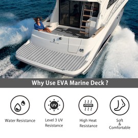 CHRHZN Boat Flooring EVA Foam Decking Teak Sheet - Non-Slip Marine Mat for Yacht, Motorboat, RV, Kayak and Swimming Pool - Self-Adhesive Flooring Material - 94" x 44"/35"/23"/22"