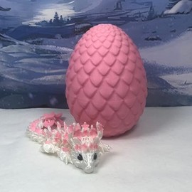 3D Printed Articulated Baby Dragon, 6" Pink and White Cherry Blossom Baby Dragon, Fidget ADHD Toy Executive Desk Decor BD004-PNK