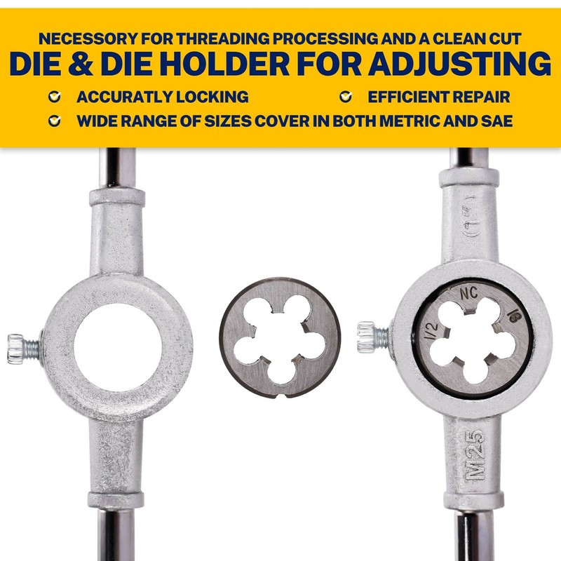 SAE and Metric Tap & Die Set 80 PCS, SAE: