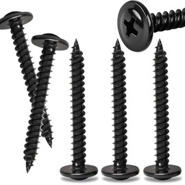 100 Pcs #8 x 2 Black Wood Screws, Pan Head Self Tapping Screws, Zinc Plated