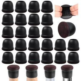 Ezprotekt Pack of 32 Chair Leg Caps, Φ 36-50 mm Chair Leg Caps, Chair Leg Protectors, Non-Woven Fabric, Furniture Cups, Chair Leg Protectors, Smooth Furniture Gliders, Round, Black