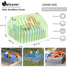 Owlcover Kids Sandbox Cover for Little Tikes Dirt Diggers Excavator Sandbox Cover,Waterproof, Anti-UV Outdoor Toys Sand Box Covers,Green