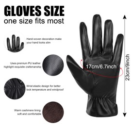 Leather Gloves for Womens, Cashmere Lining Touchscreen Gloves, Soft Warm Winter Black Mittens for Driving Bicycling Motorcycle