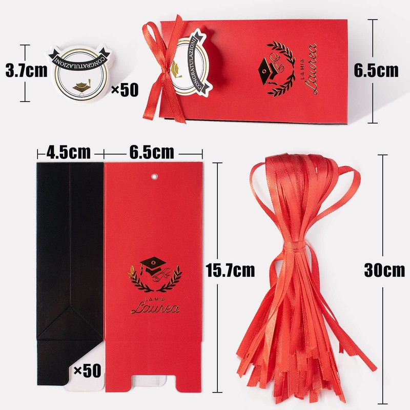 Pack of 50 Graduation Confectionery Boxes with 50 Labels and