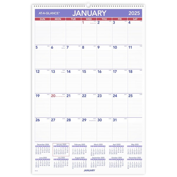 AT-A-GLANCE AT-A-GLANCE 2025 Wall Calendar, 20" x 30", Extra Large