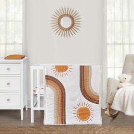 Sweet Jojo Designs Rainbow Vintage Boho Sun Boy Girl Gender Neutral Unisex Baby Mini Crib Bedding Set Infant Nursery Room Newborn Blanket Portable Pack n Play Sheets 3pc Orange Bohemian Desert Arches