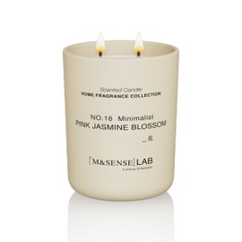 M&SENSE Natural Soy Candle| Pink Jasmine Blossom | 16.6 oz, 95H Burn | Minimalist Scented Candle for Relaxation, Gifting, Home Décor | for Bedroom, Office, Party Large