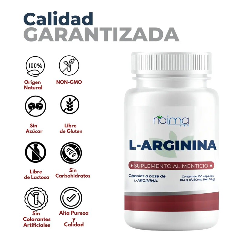 Arginina Naíma 1000 100 Cápsulas Rendimiento Circulación