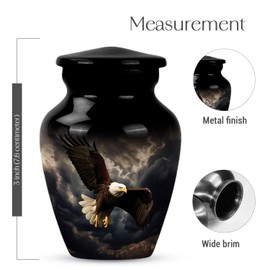 Black Eagle Fly Urns for Human Ashes Adult Male - Small Keepsake Urn for Human Ashes Adult Women - Funeral Mini Cremation Ashes 3Inch