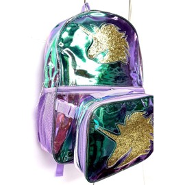 Wonder Nation 16'' Purple Color Shiny backpack with lunch bag