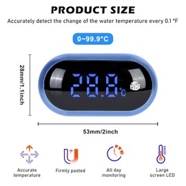 Hsthe Sea Fish Tank Thermometer with Touch Screen Function LED Digital Display High Precision Temperature for Cold Water Freshwater Marine Aquarium