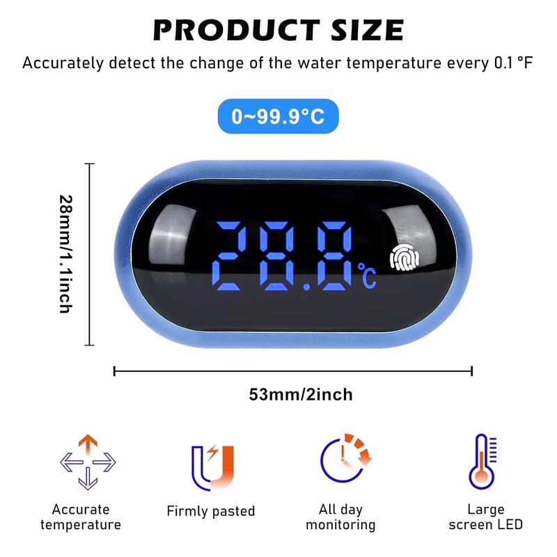Hsthe Sea Fish Tank Thermometer with Touch Screen Function LED