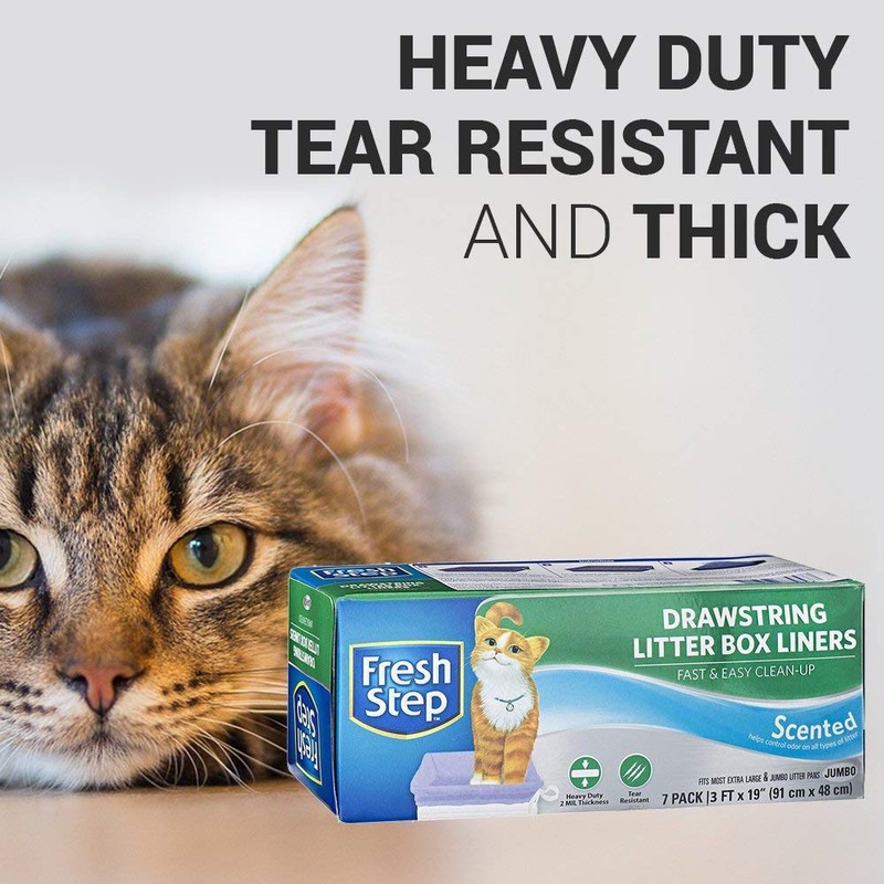 Fresh Step Drawstring Cat Litter Box Liners, Scented, Jumbo Size,
