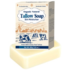 HENITAR Tallow Soap, Organic Grass Fed Beef Tallow Balm for Cleaning and Moisturizing, Relieve Symptoms of Eczema, Dry and Itchy
