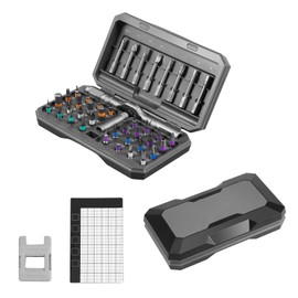 42 in 1 Steel Magnetic Screwdriver Set Accurate Ratchet Screwdrivers Set with Detachable Handle Time Saving for(1 set,Black Silver)