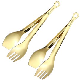 MSY BIGSUNNY Kitchen Tongs Cooking Tong - Stainless Steel Food Serving Tongs Set of 2(Gold, 9 inch)