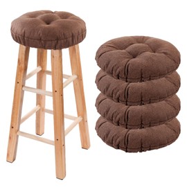 LYLNBYWK Bar Stool Covers Set of 4, Stool Covers Round with Elastic Band Pad, Soft Stool Seat Covers, Nonslip and Washable, 12 Inch, Brown
