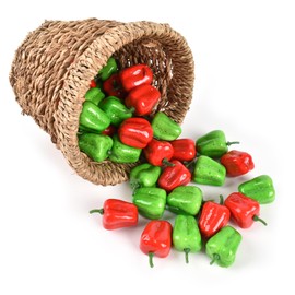HUIANER Mini Artificial Pepper 40pcs Lifelike Pepper Fake Bell Pepper Simulation Green Red Pepper Artificial Vegetable for Home Kitchen DIY Crafts Decoration, 5cm