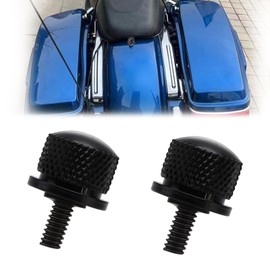 Motorcycle Seat Screws Set - 2 Pieces Aluminium Billet Chrome Replacement Screws for Harley Davidson Models (1/4"-20 Thread, Black)