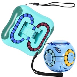 Delsen Pack of 2 Magic Beans Puzzle, Magic Beans Set, Rotating Finger Cube Toy, Rotating Finger Cube Game, IQ Game Magic Bean, Stress Relief Toy, Gift for Children from 3 Years