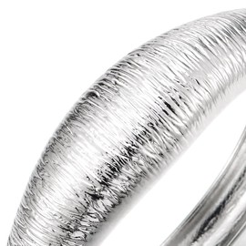 COOLSTEELANDBEYOND Stylish Textured Silver Bangle Bracelet for Women, Hinged Design, Modern Elegance, Everyday Wear, Length 7.09", Metal, no gemstone