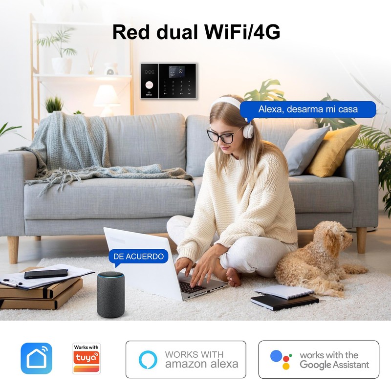 XUK Smart 4G/GSM/Wi-Fi Home Security Alarm System, 24-Piece Kit
