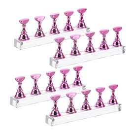 Baluue Soportes Magnéticos de Plástico para Uso y Exhibición de Arte de Uñas, 20 Piezas en Color Rosa, Ideales para Salón de Uñas y Entrenamiento Repetido