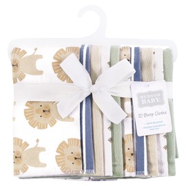 Hudson Baby Unisex Baby Cotton Flannel Burp Cloths 10-Pack, Modern Lion, One Size