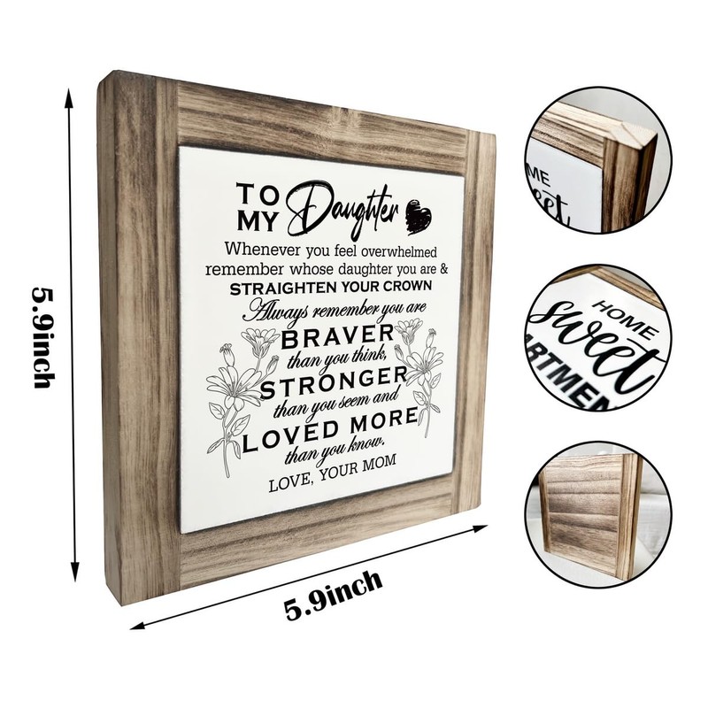 Daughter Wood Sign, Box Wood Plaques Desk Décor, Daughter Gifts