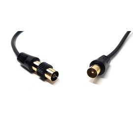 MainCore 2m long Black TV/AV Aerial Antenna Coaxial Cable Lead with Coupler
