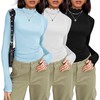 Ekouaer Long Sleeve Shirts for Women 3 Pack Mock Neck