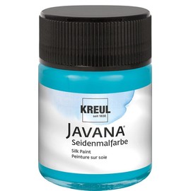 KREUL 8113 - Javana Seidenmalfarbe im 50 ml Glas, türkis, hochpigmentierte und brillante Farbe auf Wasserbasis, mit fließend flüssigem Charakter, dringt tief in die Fasern ein